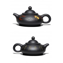 Yixing purple clay teapot mud black color handpainted zisha kettle
