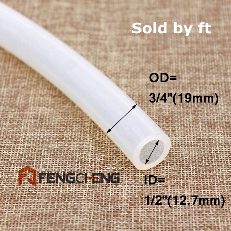 1M, New Food grade Transparent Silicone Tubing,  1/2" ID x 3/4"OD,  food grade, homebrew hose