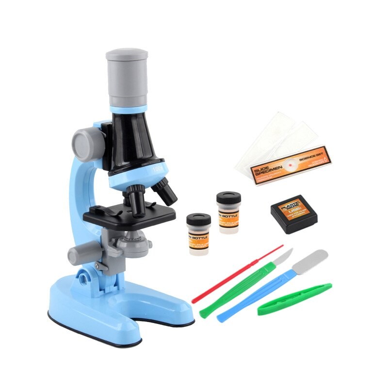 Barnas biologiske mikroskop, Kit Lab, forstørrelse 100X-400X-1200X, LED