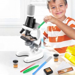 Lasten biologinen mikroskooppi, Kit Lab, suurennus 100X-400X-1200X, LED
