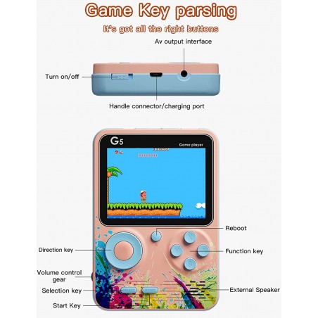 Uusi Mini Handheld Game Console Sisäänrakennettu 500 klassista peliä 3,0 tuumaa