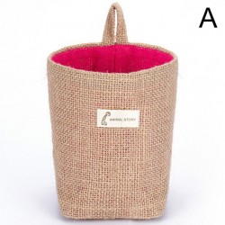 10X13cm Cotton Linen Hanging Pocket Stripe Storage Basket