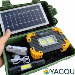 Set of spotlights on solar batteries