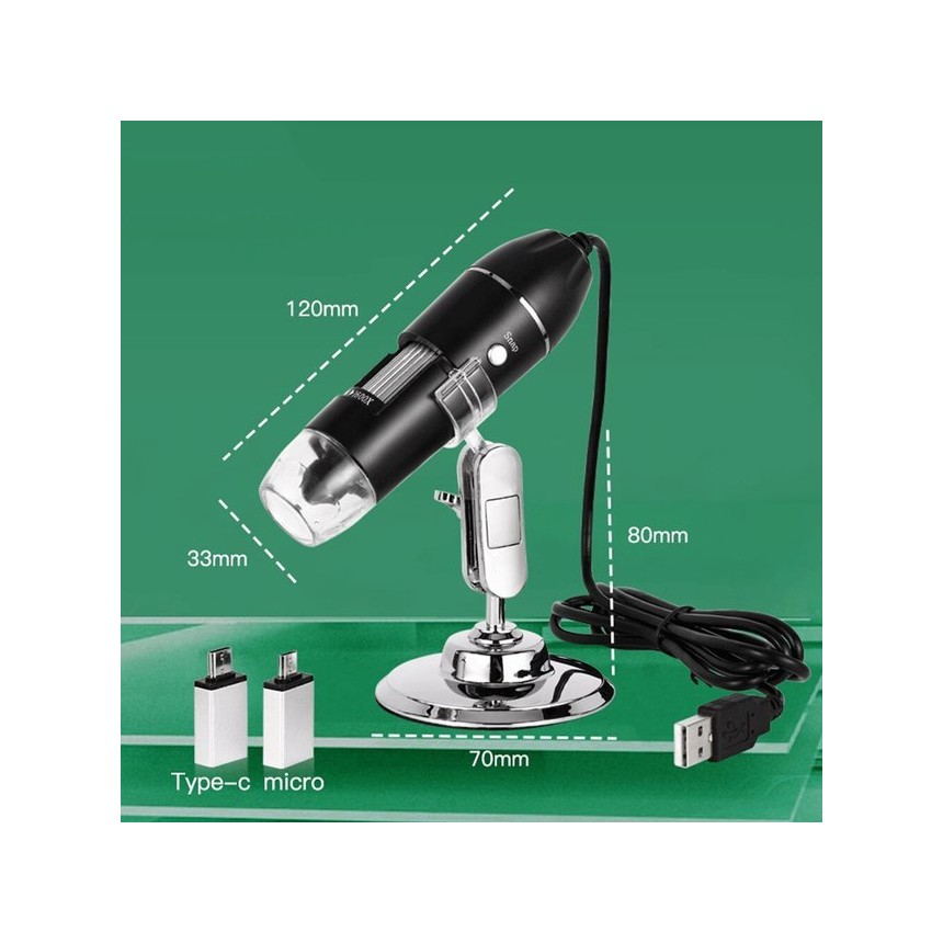 Generic Caméra De Microscope Numérique 1600X, 3 En 1, USB Type-C