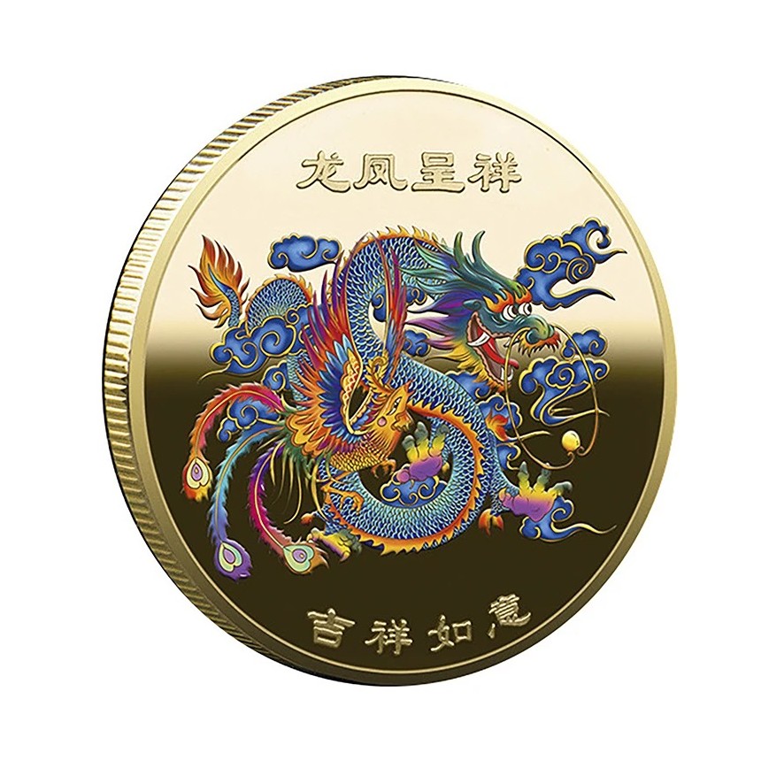 Chinese Coin Dragon Commemorative Coin Gold Plated Lucky Coin