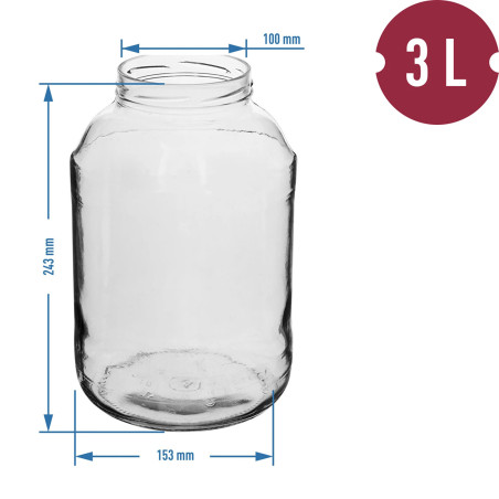 Klaaspurk mahutavusega 3 liitrit, 6 tk