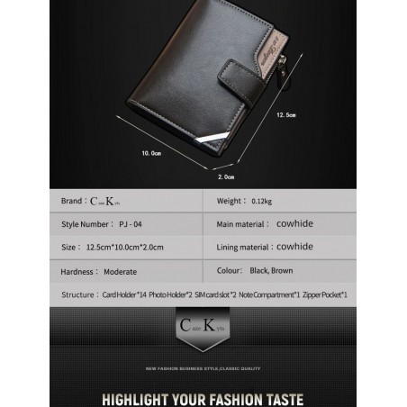 men's wallet Short vertical British casual